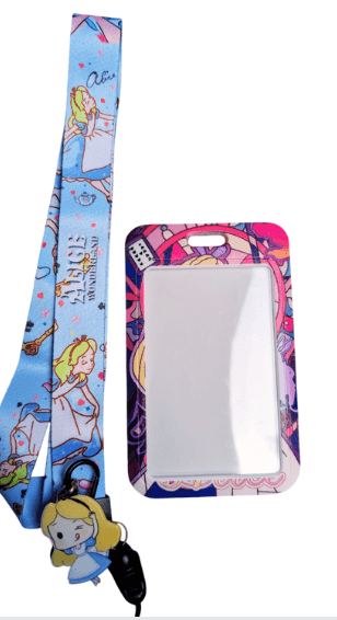 Alice in Wonderland Theme ID Card Holder with Lanyard and Charm 2