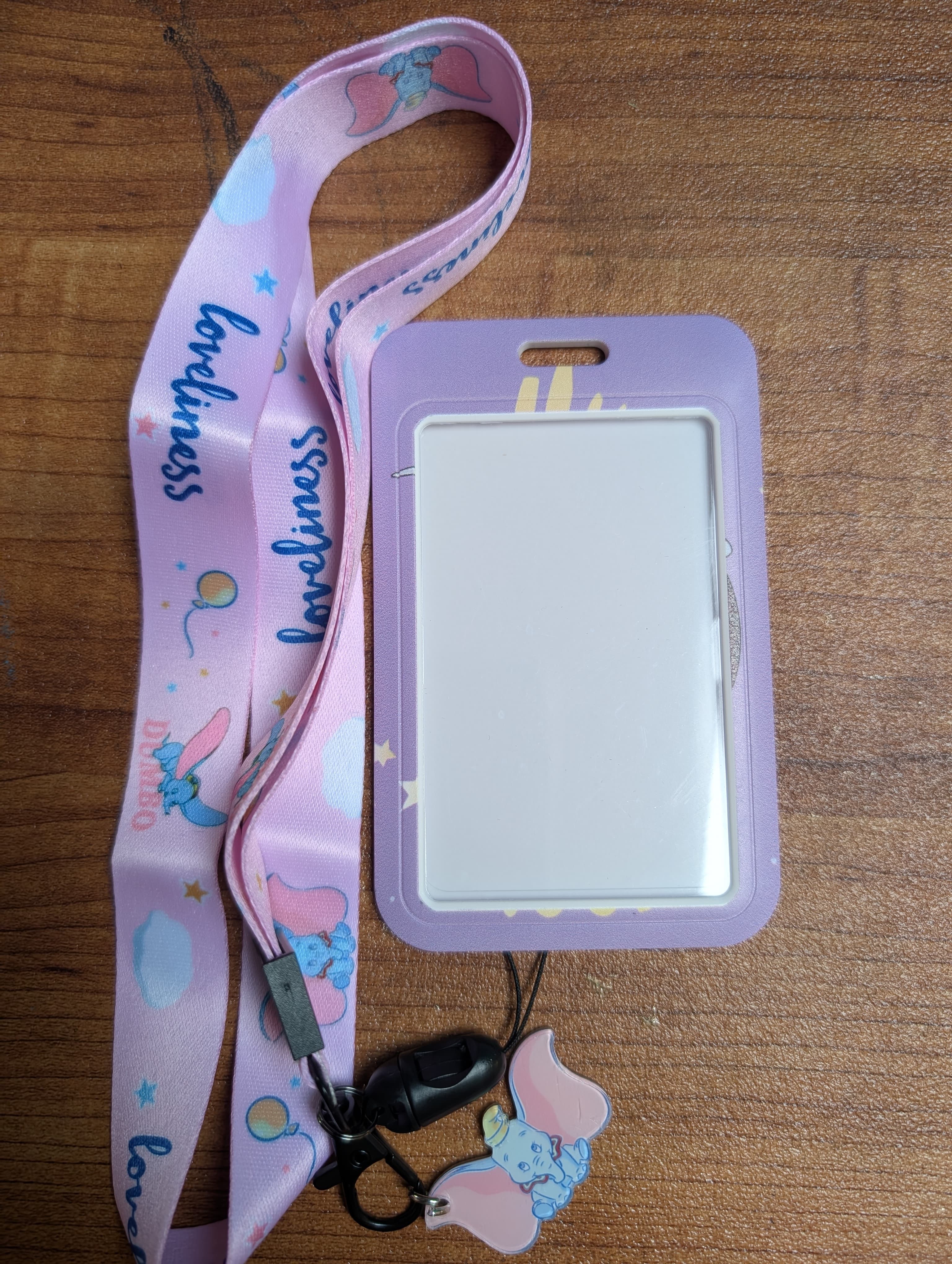Dumbo Fly to the Moon Purple ID Card Holder with Lanyard and Charm 2