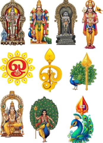 Lord Murugan Stickers Set of 18 - Waterproof Vinyl Decals