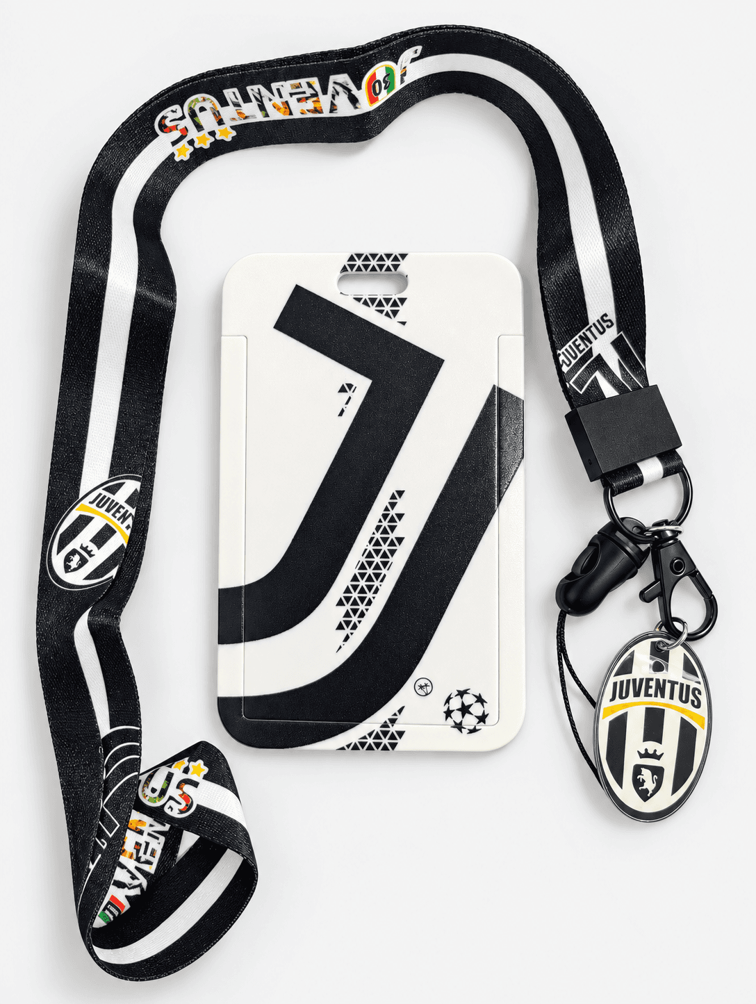 Juventus Theme ID Card Holder with Lanyard and Charm
