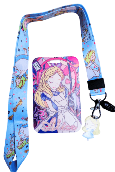 Alice in Wonderland Theme ID Card Holder with Lanyard and Charm