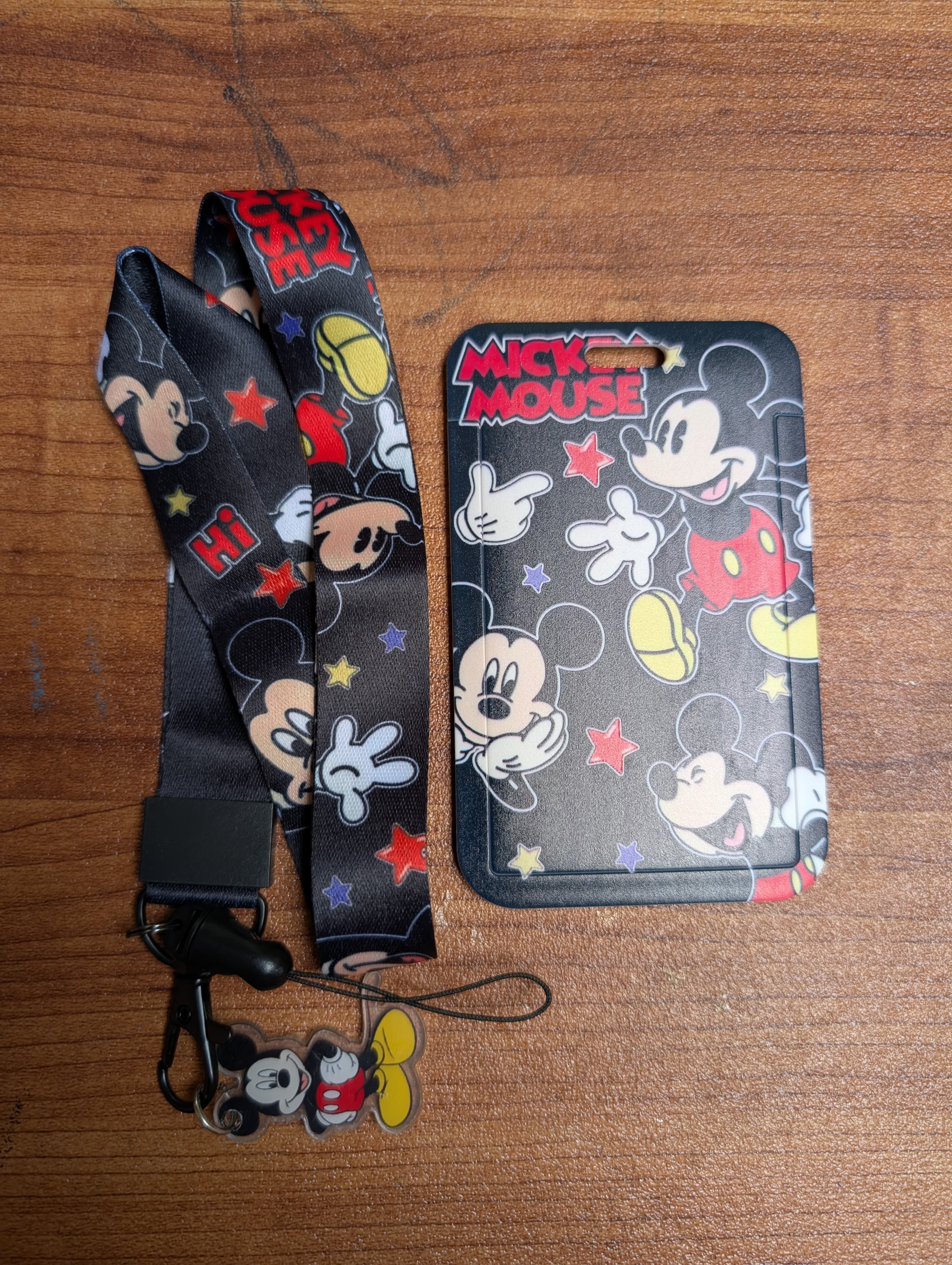 Mickey Mouse Theme ID Card Holder with Lanyard and Charm