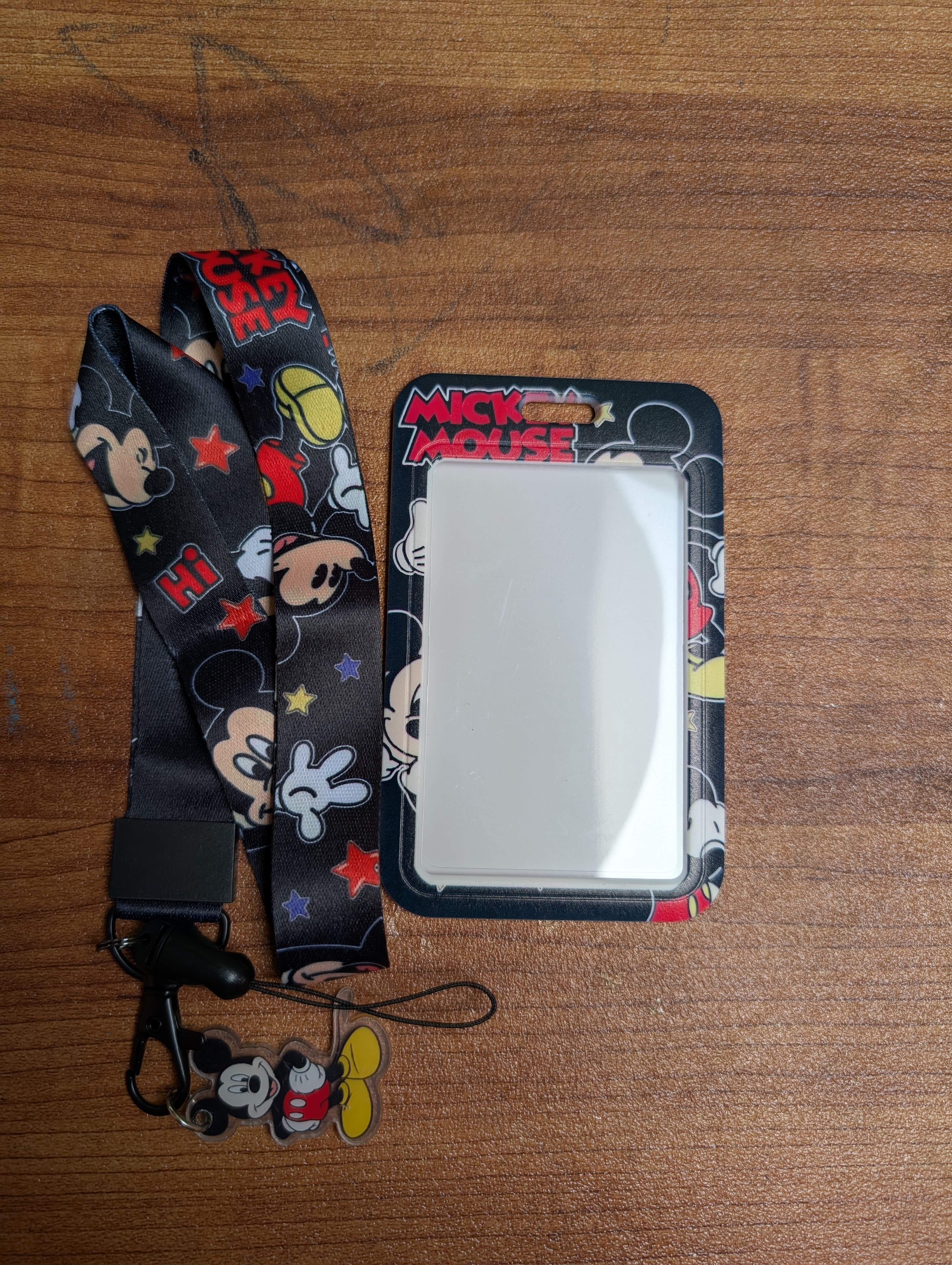 Mickey Mouse Theme ID Card Holder with Lanyard and Charm
