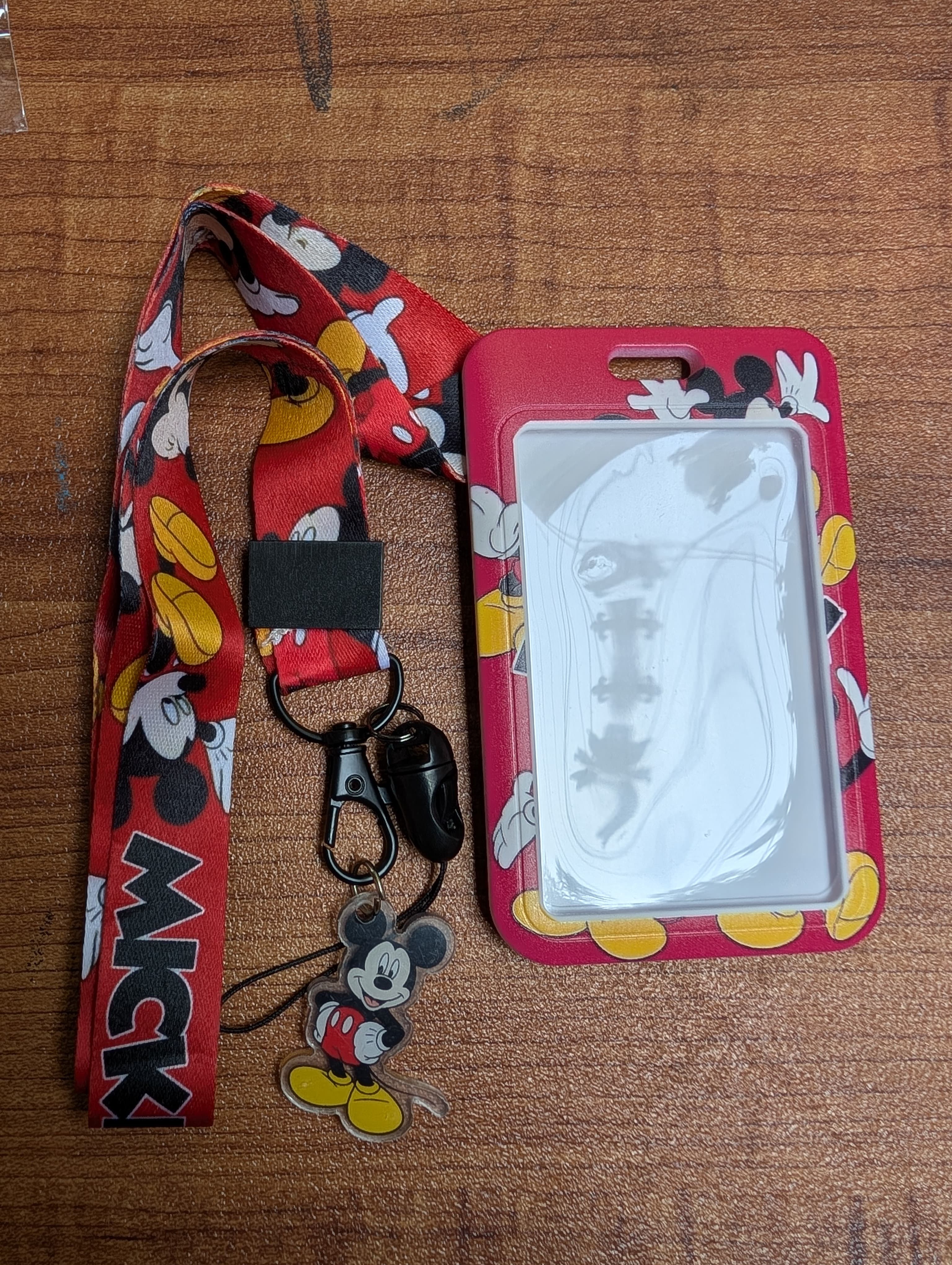 Mickey Mouse Red ID Card Holder with Lanyard and Charm