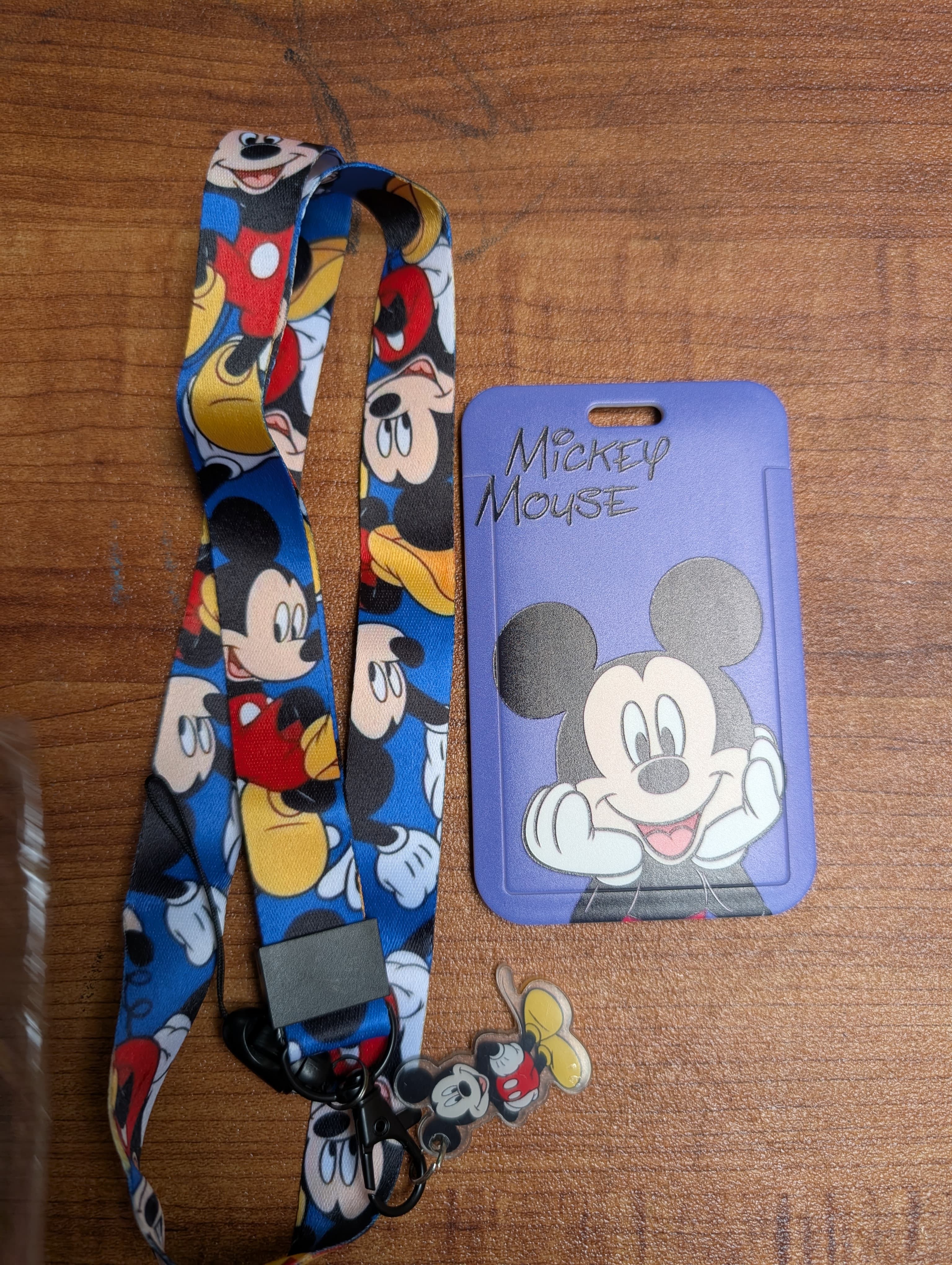 Mickey Mouse Purple ID Card Holder with Lanyard and Charm