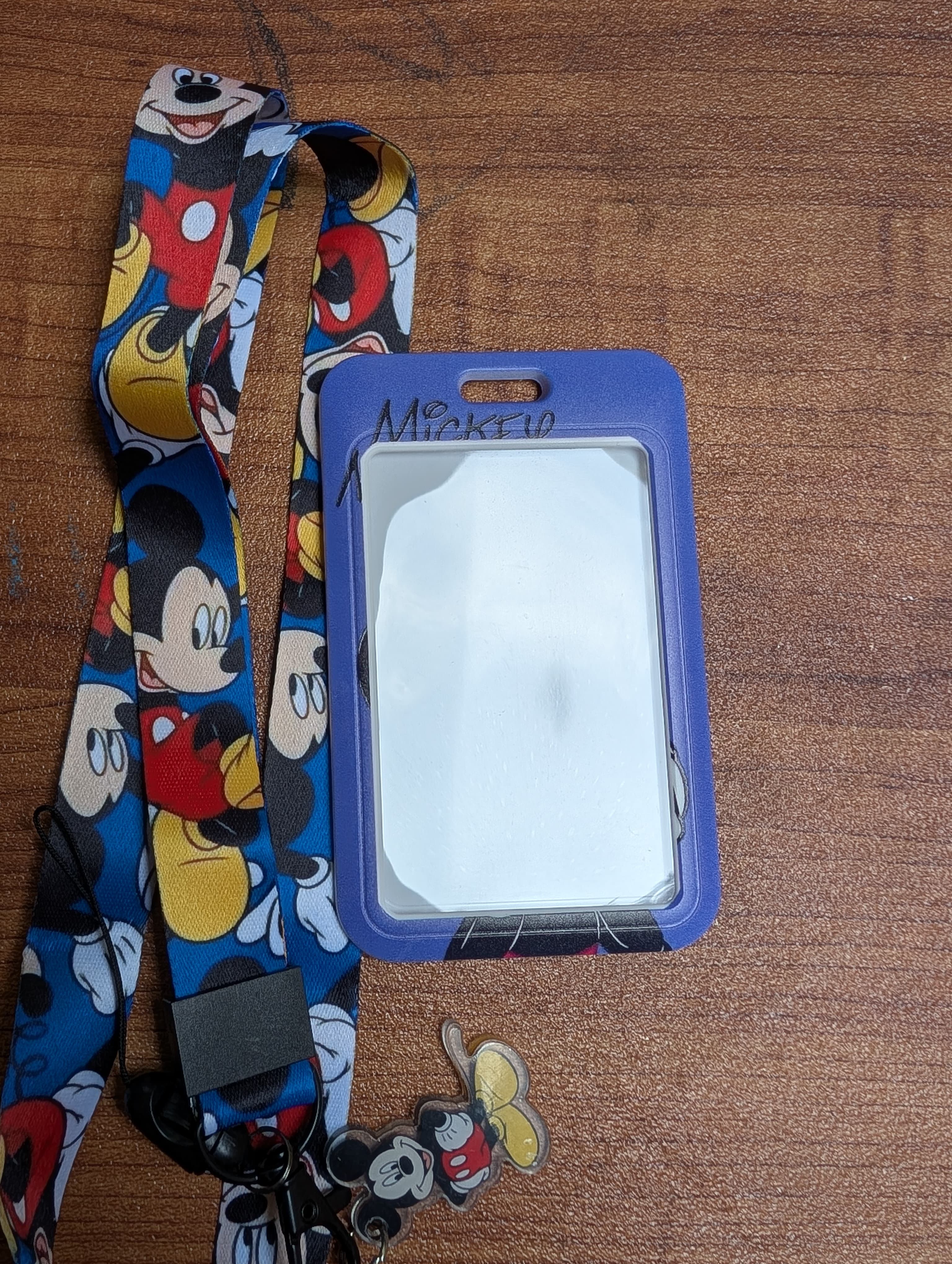 Mickey Mouse Purple ID Card Holder with Lanyard and Charm