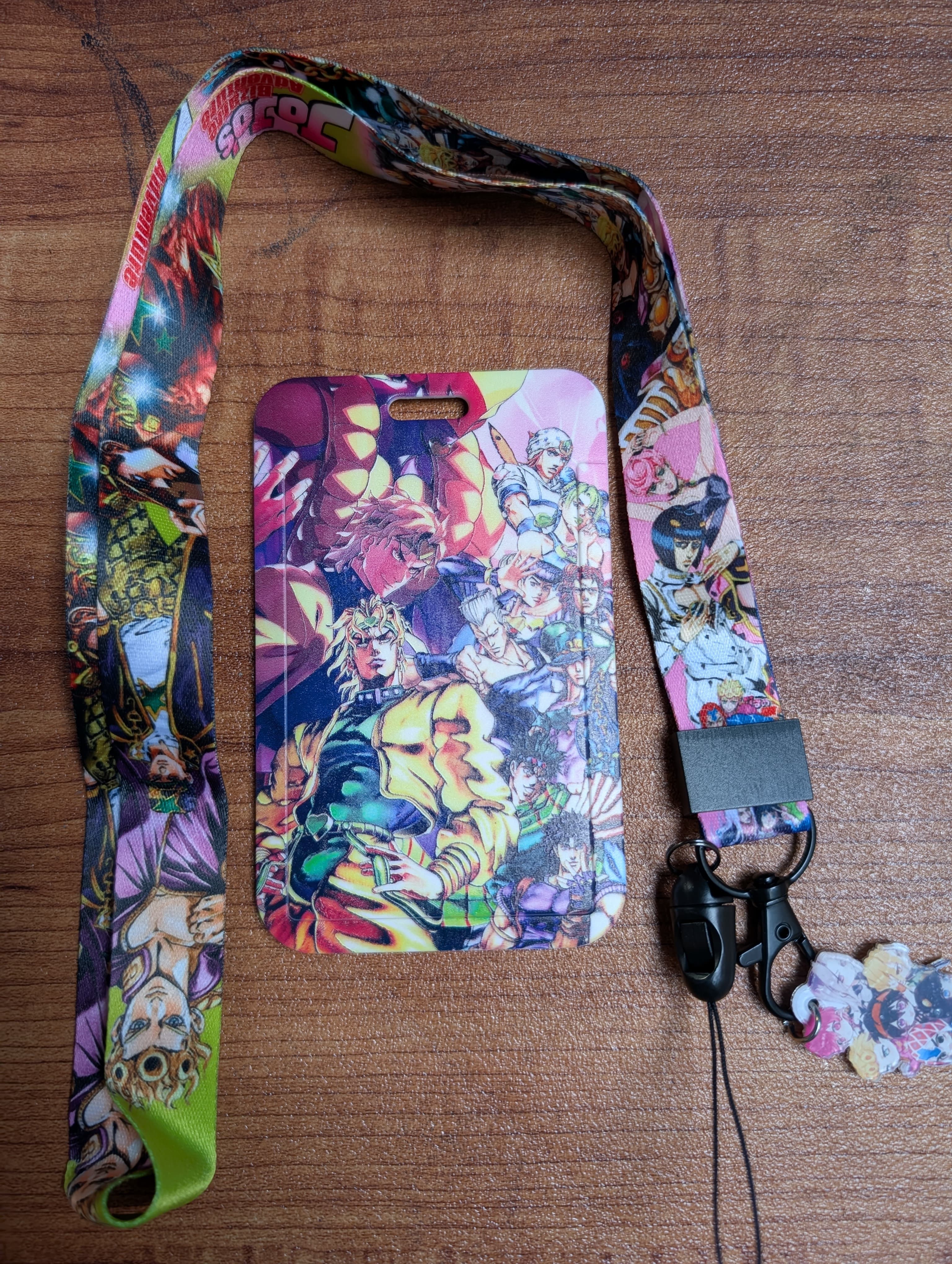 JoJo's Bizarre Adventure Anime ID Card Holder with Lanyard and Charm