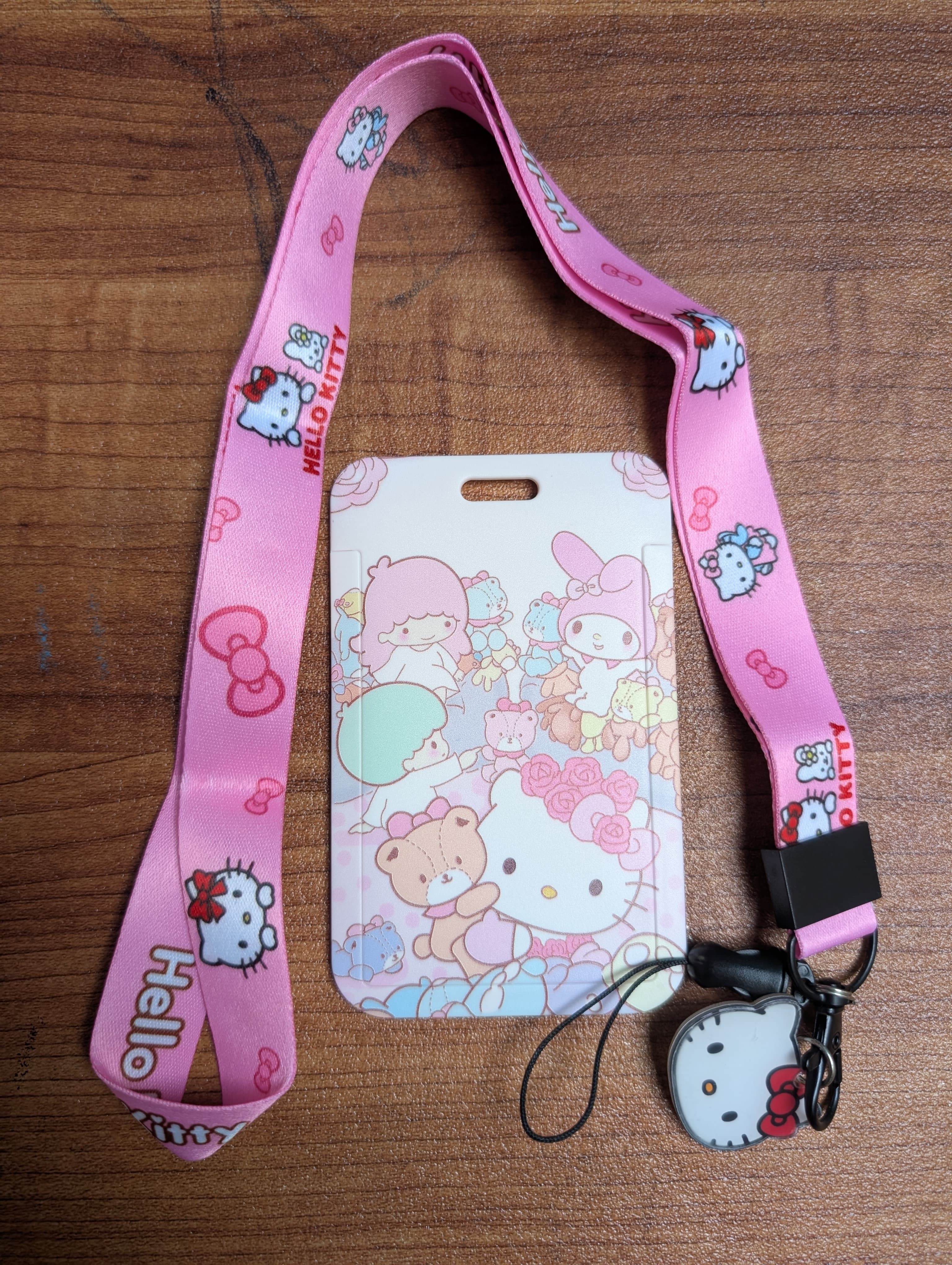 Hello Kitty Pink ID Card Holder with Lanyard and Charm