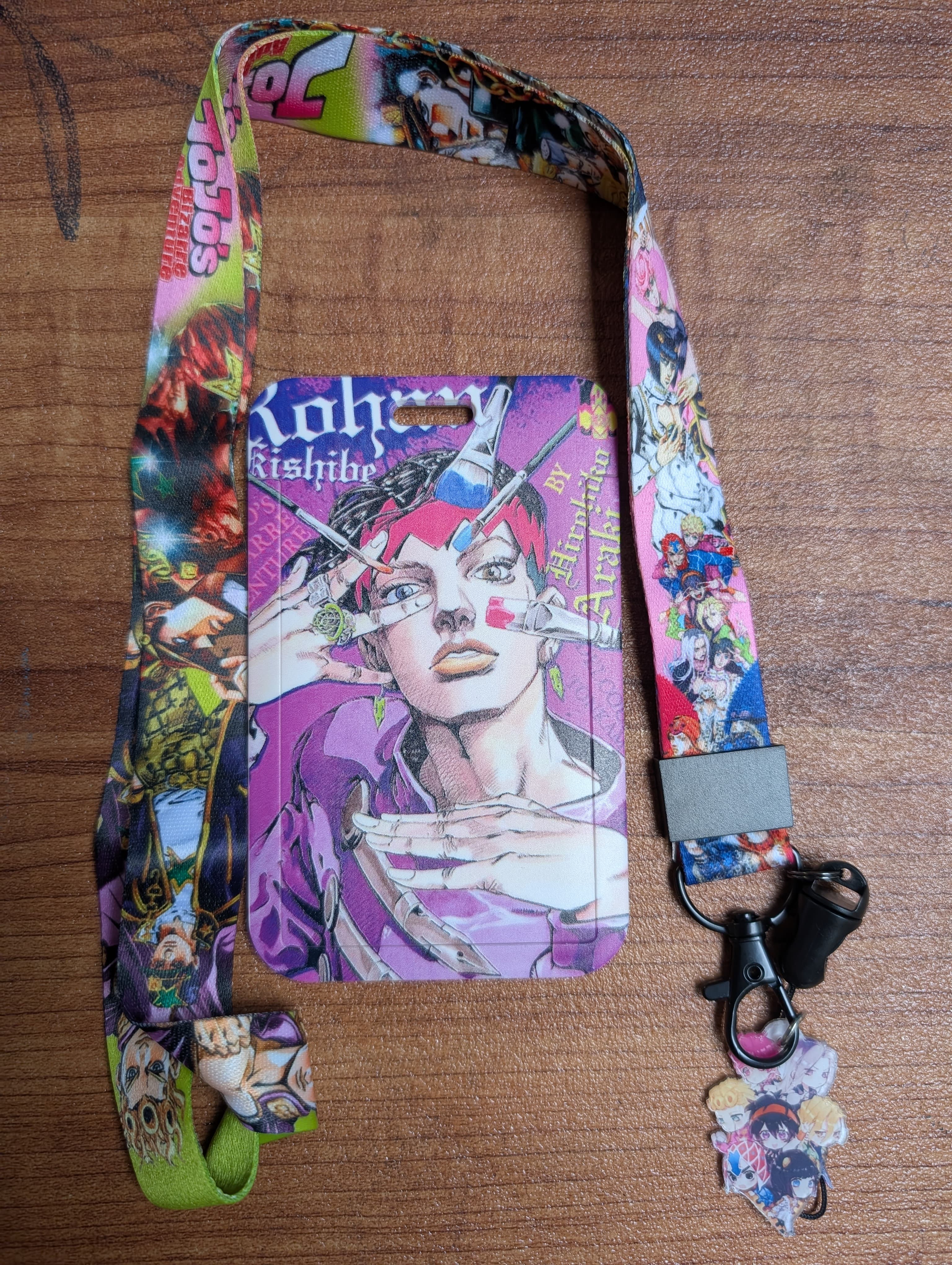 JoJo's Bizarre Adventure Rohan Kishibe ID Card Holder with Lanyard and Charm