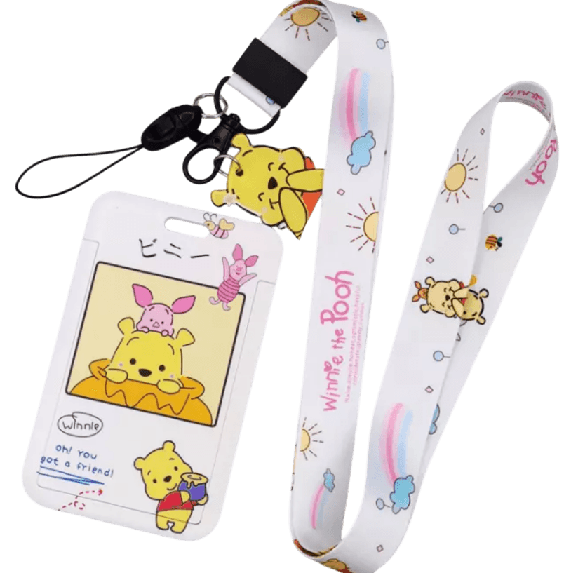 Winnie the Pooh and Piglet ID Card Holder with Lanyard and Pooh Charm