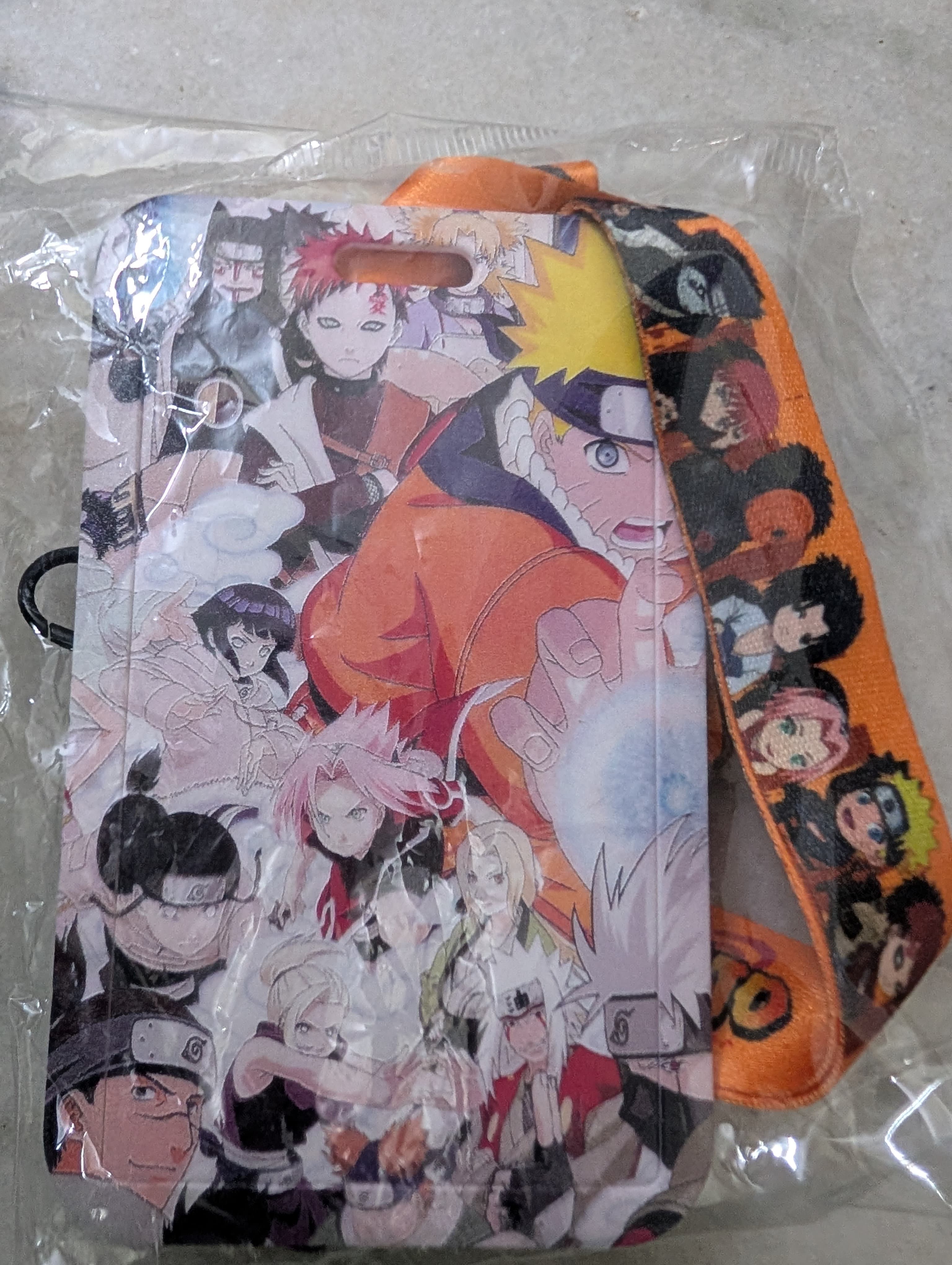 Naruto Anime Character ID Card Holder with Orange Lanyard